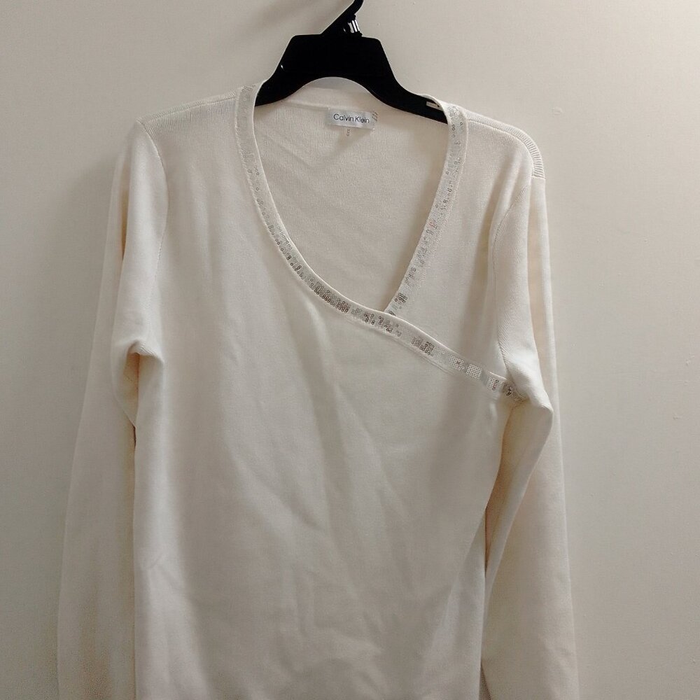 "Calvin Klein", Ladies Long Sleeved, Sequin Trim Sweater